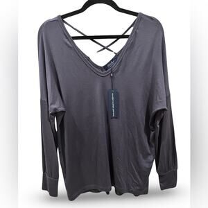 Laila Jayde Crisscross Back Long Sleeve Oversized Tee Small Lounge Casual Comfy